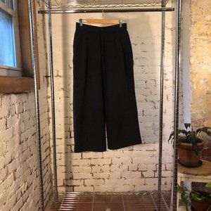 Navy wool blend wide pants Muji